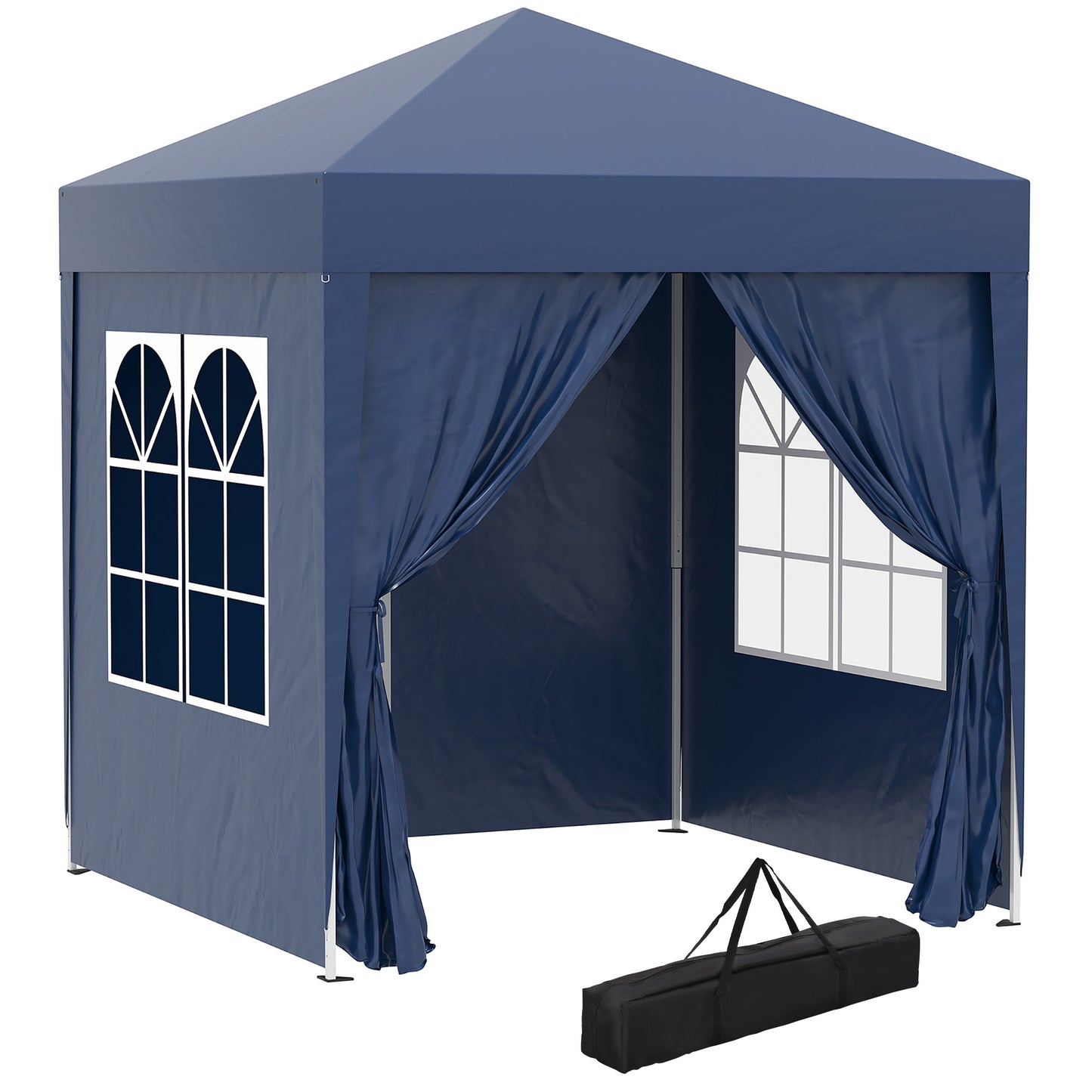 Outsunny folding gazebo pop up 2x2 m with 4 walls removable in polyester and steel, blue - Borgè