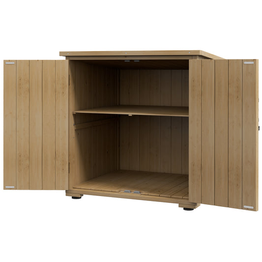 Outdoor Cabinet with Adjustable Internal Shelf and Sloping Roof, in Fir Wood, 77.5x88x90 cm