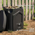 Outsunny Rotating Triangular Garden Composter with 3 Doors, 78x75x78 cm, Black