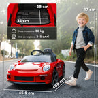 Officially Licensed RUF GT Ride-On Toy Car for Kids Ages 3-5, Remote Control, Seat Belt and Music, Red