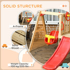 Outsunny set with slide and garden swing for children age 18-48 months, in wood and plastic, red - Borgè