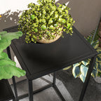 Plant Stand Table Set of 2 in Steel for Indoor and Outdoor Use, 25x25x58.5 cm and 31x31x65 cm, Black
