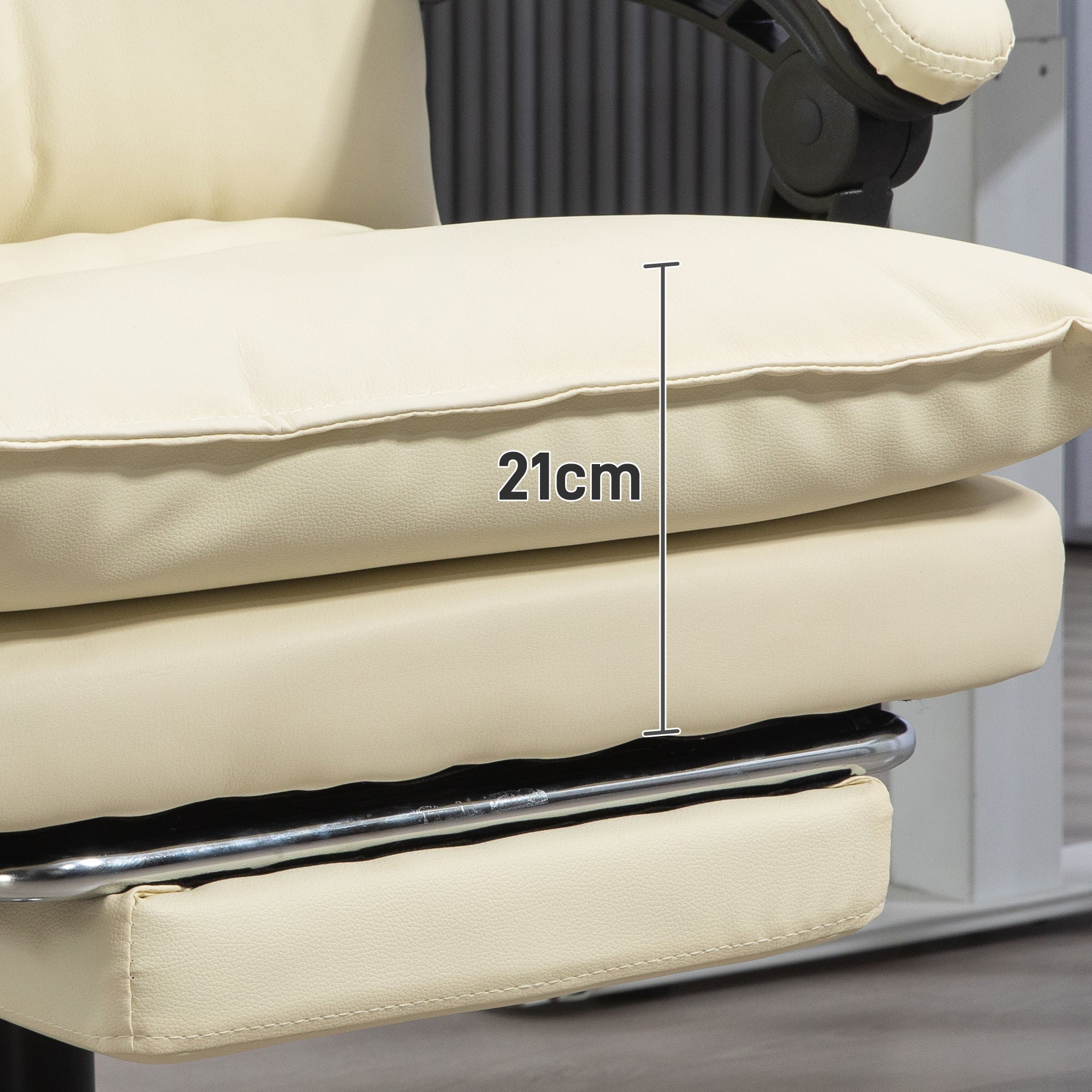 Ergonomic Office Chair, Reclining Desk Chair, Footrest, Beige