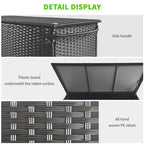 Outsunny garden trunk in Rattan pe with wheels and side handle, 121x57x67cm, black - Borgè