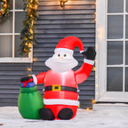 Inflatable Santa Claus with LED Lights, Polyester, 70 x 45 x 120cm, Red, with Fan