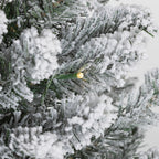 Snow-Covered Christmas Tree with 263 Branches and White LED Lights in Plastic and Metal, Ø45x150 cm, Green