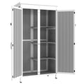 Outsunny Garden Cabinet with Removable Shelves and Lockable Door, Wood and Steel, 94x43x166 cm, White and Black