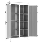 Outsunny Garden Cabinet with Removable Shelves and Lockable Door, Wood and Steel, 94x43x166 cm, White and Black