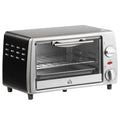 Electric Oven 10L Adjustable Temperature and Timer, Grill and Baking Tray Included, 750W, 36.5x26x22cm, Silver Black - Borgè