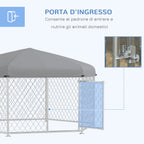 PawHut Large Dog Run with UV-Proof Oxford Fabric Roof, 2.1x1.85x1.5m, Silver and Gray - Borgè