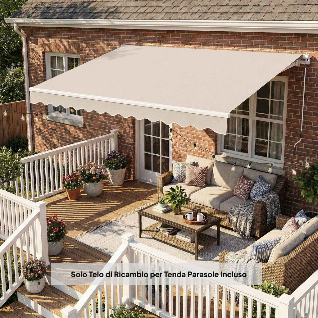 Outsunny Replacement Canopy for Retractable Awning, UV 50+ Polyester, 3.5x2.5 m, Cream