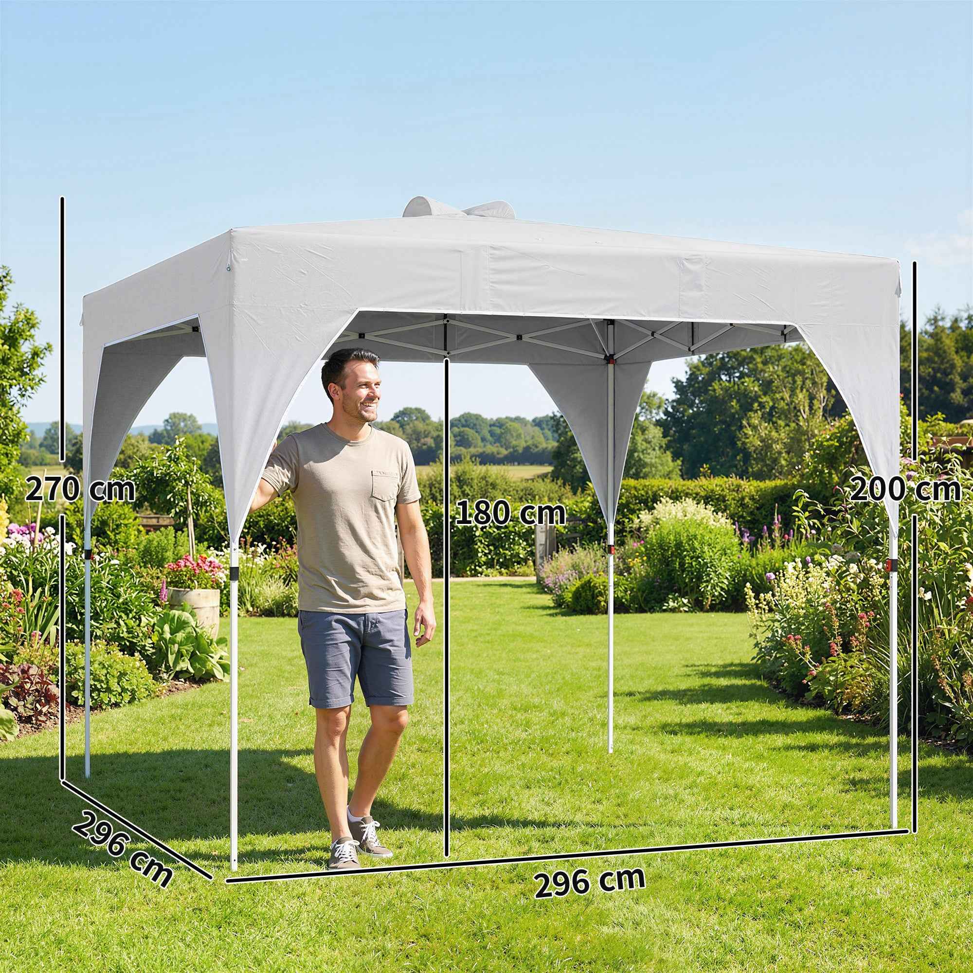 Outsunny 3x3m Folding Gazebo with Vents, Sandbags and Carry Bag, Oxford Fabric and Metal, Dark Grey