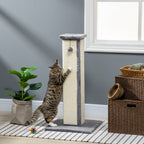 Scratching Post for Cats with Ball, Sisal Pole and Plush Cover, 41x41x81 cm, Gray