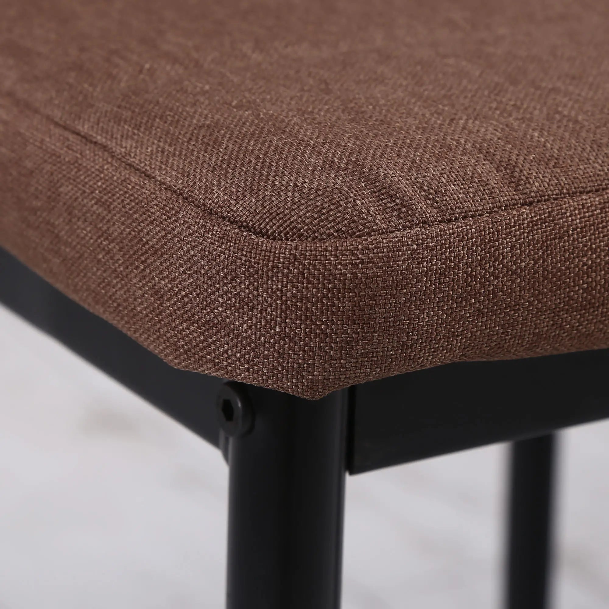 Set of 4 Upholstered Chairs for Living Room or Dining Room, Modern Kitchen Chairs, in Metal and Khaki Fabric