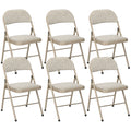 Set of 6 Modern Folding Chairs in Steel and Polyester, 45x46x78 cm, Beige