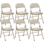 Set of 6 Modern Folding Chairs in Steel and Polyester, 45x46x78 cm, Beige