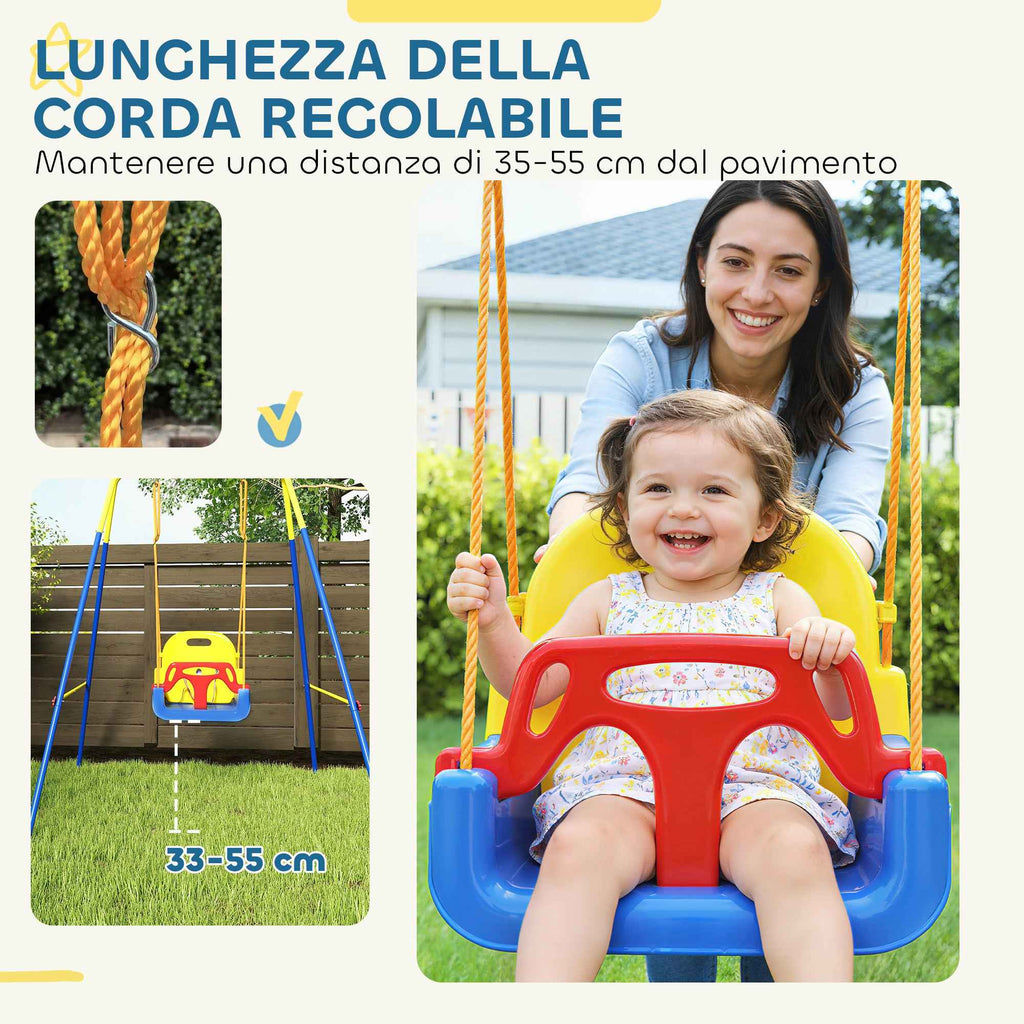 AIYAPLAY Adjustable Children's Garden Swing with Backrest and Barrier, Made of Steel and PP, 128x155x157 cm, Blue