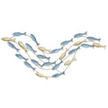 HOMCOM Metal Fish Wall Art with Screws Included, 99.7 x 3.8 x 50.2 cm, Gold and Blue
