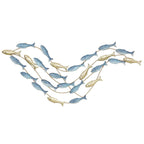 HOMCOM Metal Fish Wall Art with Screws Included, 99.7 x 3.8 x 50.2 cm, Gold and Blue