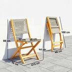 Outsunny Set of 2 Folding Garden Chairs in PE Rattan and Acacia Wood, Supports up to 160 kg, Grey