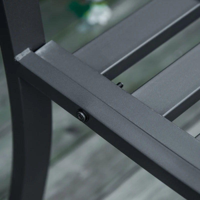 2-Seater Outdoor Bench with Armrests in Steel and Cast Iron, 128x58.5x89cm, Black - Borge' Group Limited