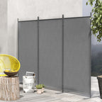 Outdoor Screen with 3 Folding and Adjustable Panels, in Polyester and Metal, 252x44x176 cm, Charcoal Gray