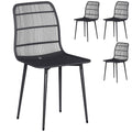 Outsunny Outdoor Dining Chairs Set of 4, Garden Chairs with Slatted Backrest, Black