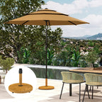 4 Wheel Umbrella Base with Brakes, in Cement and Metal, Ø48x44 cm, Wood Color