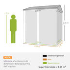Outsunny 3.51m² Tall Steel Garden Shed with Vents and Lockable Door, 209x177x236cm, Silver