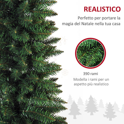 CHRISTMAS TREE -  Artificial Christmas Tree 210 cm with Realistic Branches, Tall and Narrow Christmas Tree with Plastic Base, Green