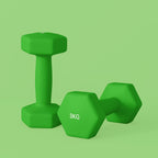 SPORTNOW Set of 2 Dumbbells 3 kg Hexagonal and Non-slip for Home and Gym, in Metal and Plastic, 18x8x8 cm, Green