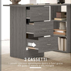 HOMCOM Modern Desk with 3 Drawers and 3 Shelves for Bedroom and Office, Wooden, 120x49x72 cm, Grey