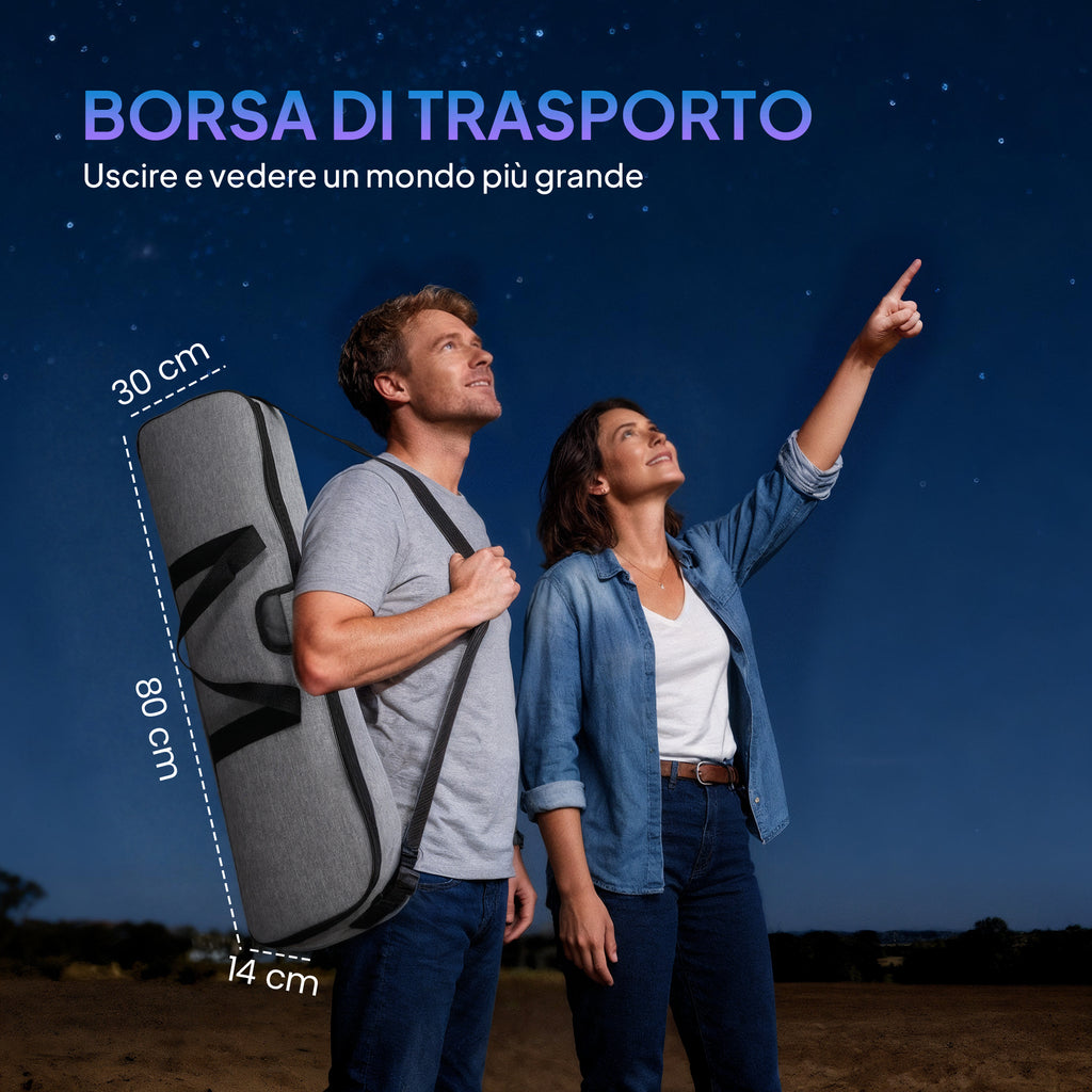 80mm Astronomical Telescope with AZ Mount, 2 Eyepieces and Smartphone Adapter, 92x92x130 cm, Black and White