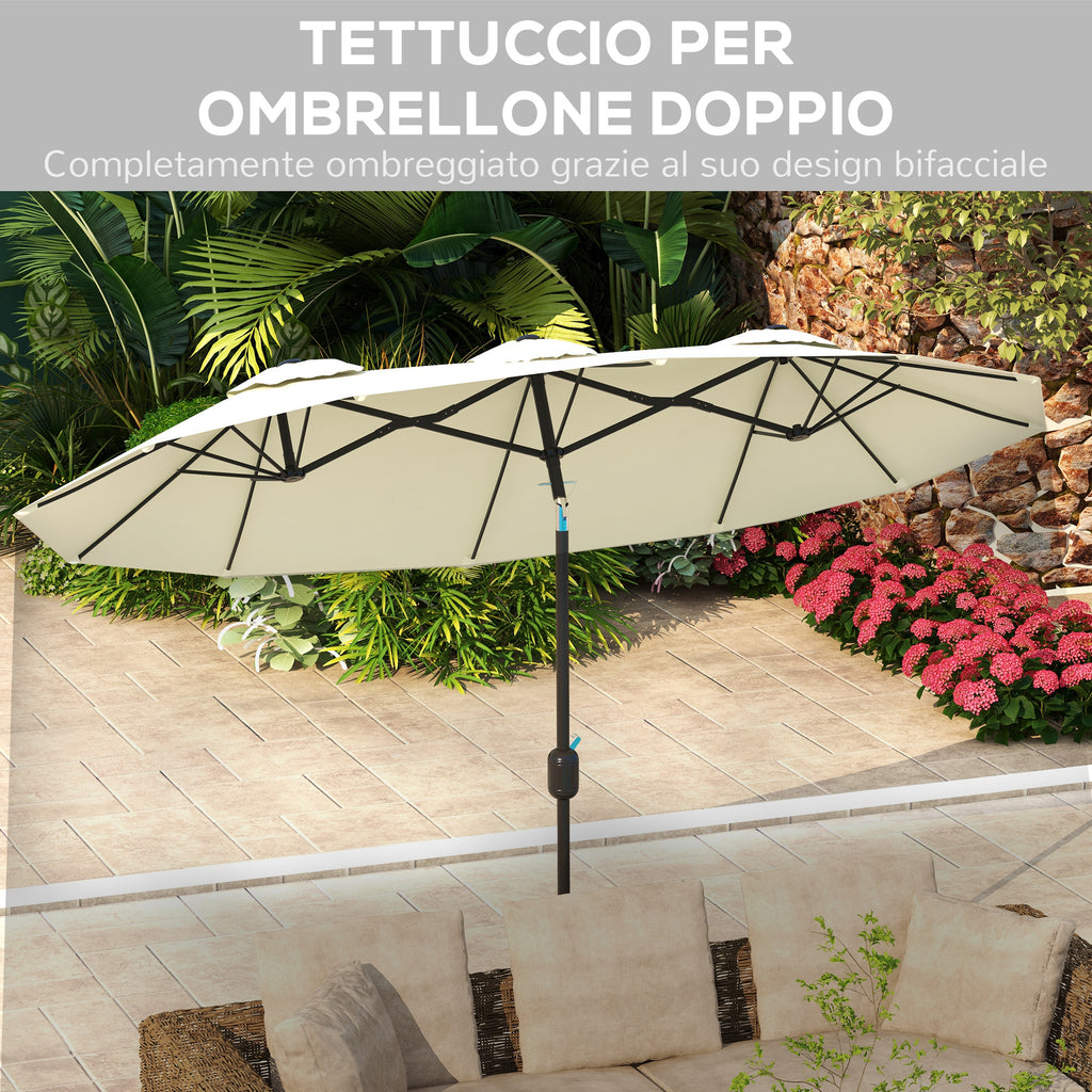 Double Tilting Garden Umbrella with Crank Opening, 285x147x227cm, Beige