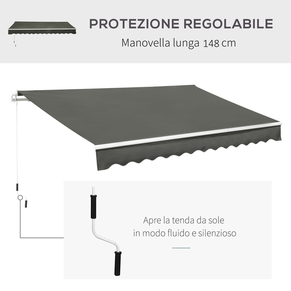 Outdoor Awning with Crank Arms, 350x250 cm, Grey