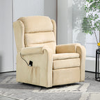 Lifting Armchair 160° Reclining  with Footrest and Remote Control, in Velvet, 85x88x109 cm, Cream