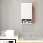 Wall Mounted Bathroom Cabinet with Adjustable Shelves and Open Shelf in Wood and MDF, 40x27x77 cm, White