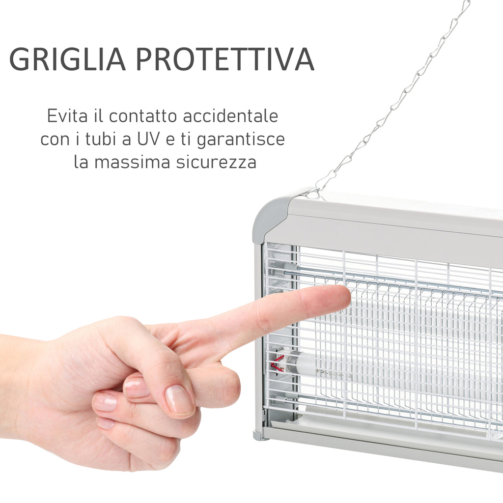 Outdoor and Indoor Electric Insect Killer with UV Mosquito Lamp for 60m², 30W Electric Mosquito Killer Grey