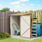 Outsunny Galvanized Steel Garden Shed with Hinged Door, 100x104x160 cm, Light Brown