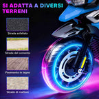 AIYAPLAY Electric Motorcycle for Children with Wheels, Mirrors and Footrest, Made of PP and Metal, 85.5x44.5x56 cm, Blue