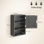HOMCOM Wall-Mounted Bathroom Cabinet with Adjustable Shelf and Soft-Close Door, 40x20x60 cm, Black