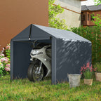 Outsunny Garage Tent with Reinforced Waterproof Cover and Zip Entrance, Galvanized Steel, 162x221.5x163 cm, Grey