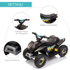 Electric Quad Bike for Children 18-36 Months with 6V Rechargeable Battery, 72x40x45.5 cm, Black