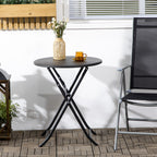 Outsunny Round Folding Garden Table in Steel and HDPE, Ø60x73 cm, Dark Grey