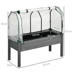 Outsunny Vegetable Garden Bed with Greenhouse, Outdoor Plant Holder in Wood and PE, 121x55x117 cm, Dark Grey