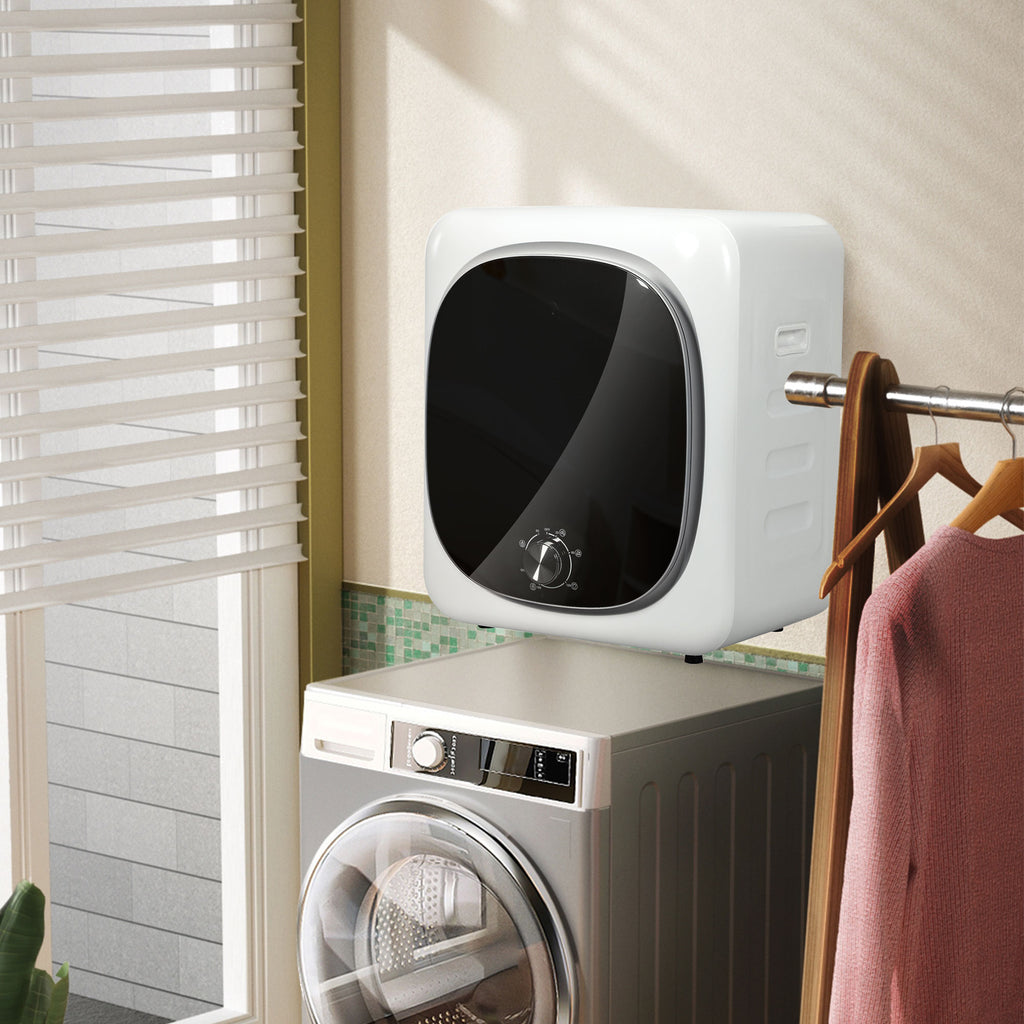 HOMCOM Mini Portable Dryer 4 kg, 5 Programs, 800W, Front Loading, Stainless Steel Drum, for Home, White