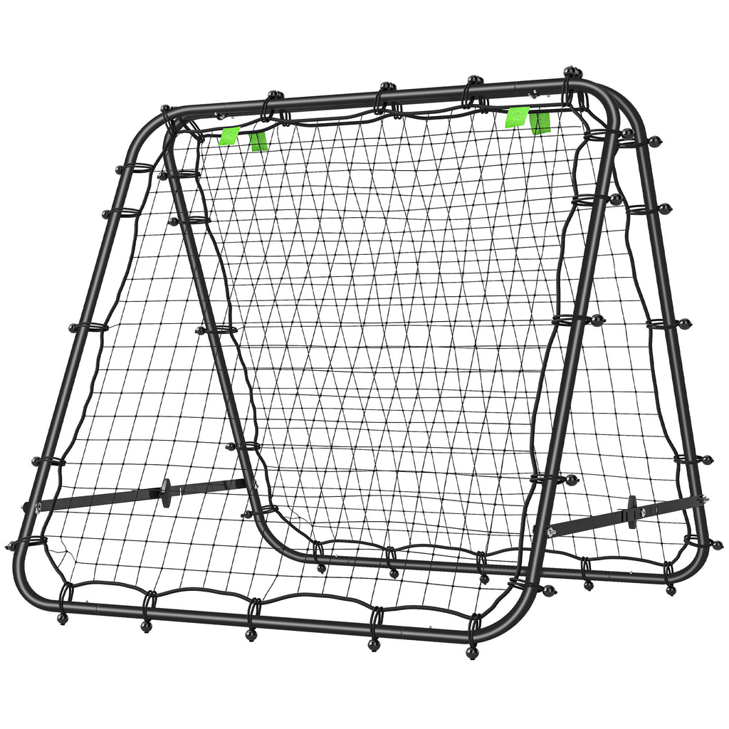 Foldable Soccer Rebounder Net with Adjustable Angle and Pegs, Made of PE and Metal, 100x95x90 cm, Black