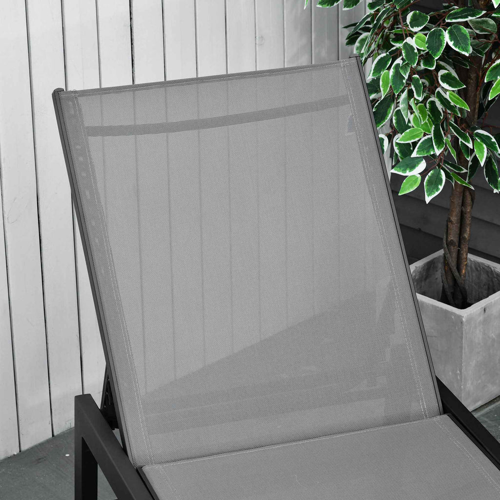Outsunny Aluminum Sun Lounger Garden Lounger Gray and Black