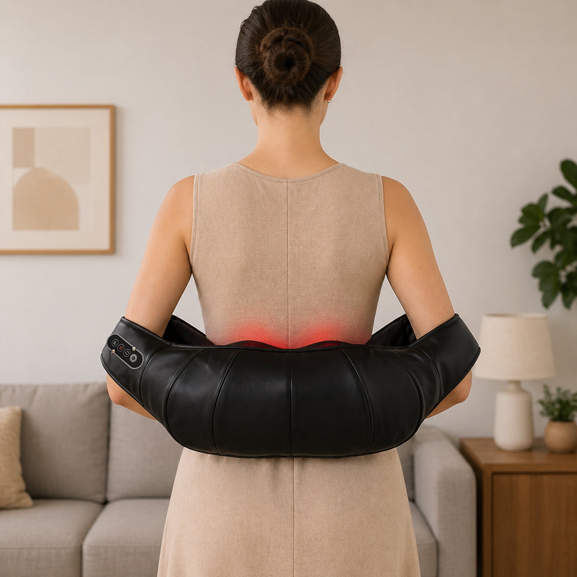 HOMCOM Heated Neck Massager for Back, Neck and Shoulders, Automatic Direction Change, Black