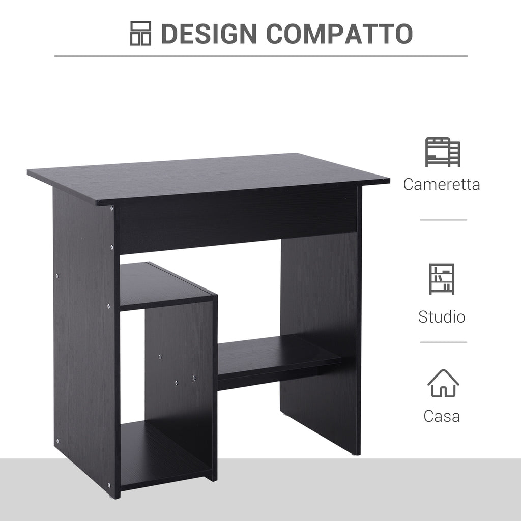 Modern Wooden PC Desk with CPU Shelf and Pull-out Keyboard Space, 80x45x75 cm, Black
